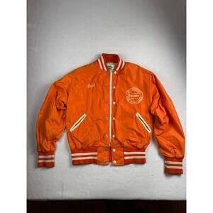 Vintage 70s Maple Varsity Bomber Jacket Orange Deptford Champs Whitebridge Large
